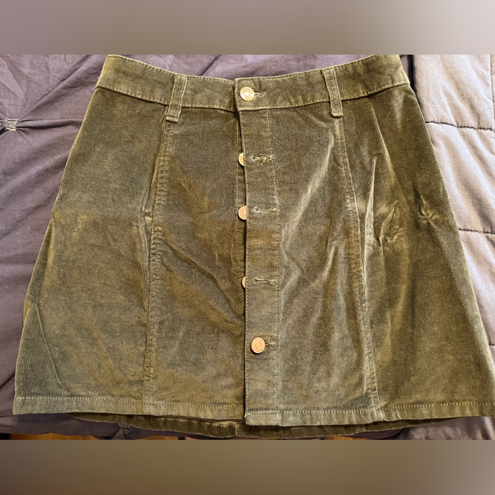 MUST GO BY 8/11: Olive cordoury mini skirt